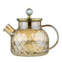 Water Pitcher Cold Brew Tea Resistant Teapot Carafe Heat Diamond-Cut Design Glass 1000ML