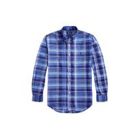 Polo Ralph Lauren SS24 languotas raštas, siuvinėtas logotipas, viengubas krūtinės, ilgomis rankovėmis marškiniai, vyriški marškiniai, mėlyni MNPOWOV16823471-400 S