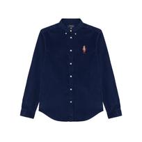 Polo Ralph Lauren marškiniai su siuvinėtu raštu, sagomis, ilgomis rankovėmis, tamsiai mėlyni, vaikiški viršutiniai drabužiai CWPOWOVY6820513-410 L