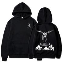 DEATH NOTE Anime Harajuku Hoodies Manga Graphic Coats Pullovers Mens Sweatshirts Kawaii Unisex Cartoon Printed Streetwear S juoda