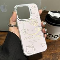 Prabangaus rožinio Hello Kitty su laikikliu telefono dėklas iPhone 16 15 14 13 12 11 ProMax XR XS 7 8 Plus minkštas nuo smūgių silikoninis dangtelis For iPhone 16 Plus