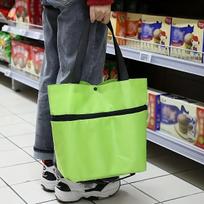 Sulankstomas didelės talpos pirkinių vežimėlis su ratukais - Raudonas, Patvarus plastikas, Neperšlampamas, Daugiašakis vežimėlis, Sulankstomas pirkinių vežimėlis žalia