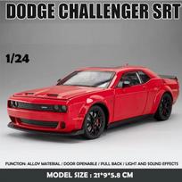 1:24 Dodge Challenger SRT Hellcat lydinio raumeninio automobilio modelis Lietaus metalo sportinio automobilio papuošalai Transporto priemonės modelio garsas ir lengvas vaikiškas žaislas berniukui, dovana raudona