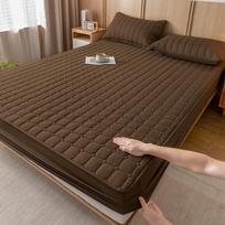 Visų sezonų skalbtos medvilnės dygsniuotas čiužinio užvalkalas - Apsauga nuo dulkių su paklode Quilted Pillowcase (1 piece) ruda