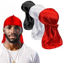 3 vnt./partija Ilgas duragas Šilkinis satininis bandanas Kepurė Turbanas Skrybėlė Perukai Bikerio galvos apdangalas Chemo kepurė Pirato skrybėlė Vyrams Moterims Plaukų aksesuarai One Size