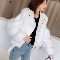 Women's Faux Fox Fur Jacket Short Biker Style Slim Fit Winter Coat Fashionable Warm Outerwear Mainland China Women Tops XXL balta