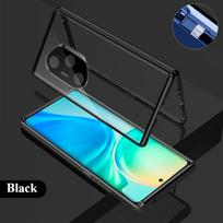 360° Skaidrus Dvipusis Stiklas Magnetinė Adsorbcija Metalinis Bamperis Telefono Dėklas Honor 400 400 Pro 400 Lite Paslėpta Sagtis Objektyvo Apsauga Smūgiams Atsparus Viršelis Honor 400 juoda