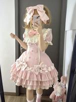 Japoniška saldi lolita kawaii elegantiška suknelė moterims princesė y2k kaspinas netikra dviejų dalių suknelė moteriška korėjietiško stiliaus dizainas šik apranga S rožinė