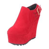Naujiena Aukštakulniai Aulinukai Moterims 15 cm Platforminiai Batai Moteriai Raudoni Juodi Individualus Dizainas Platforminiai Aulinukai Žieminiai WSH5005 34 red