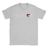 Vasariniai apvalios apykaklės Palestinos vėliavos širdies ritmo grafikos marškinėliai Madingi laisvalaikio grynos medvilnės trumpomis rankovėmis vyriški marškinėliai S