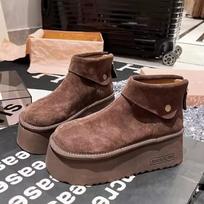 Suede Platform Women Snow Ankle Boots Designer Short Plush Mid Heels Shoes New Brand 2025 Trend Warm Cozy Winter Botas De Mujer 35