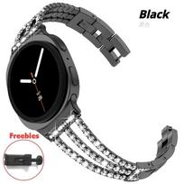 Deimantinis dirželis Samsung Galaxy Watch8 44mm 40mm prabangi moteriška metalinė apyrankė Samsung Galaxy 8 Classic 46mm Correa Galaxy Watch 8 40mm juoda