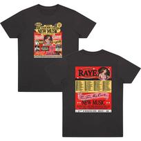 Raye Tour 2026 Grafiniai Marškinėliai Moterims Vyrams Mada Trumpomis Rankovėmis Marškinėlis Laisvalaikio Minkštos Medvilnės Vasaros Madingas Dizainas Streetwear Y2K L juoda