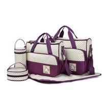 Waterproof 5-Piece Mom and Baby Travel Bag Set: Multifunctional, Large Capacity violetinė