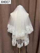 Double Layer Bridal Veil with Sequin Lace Trim 60cm-80cm