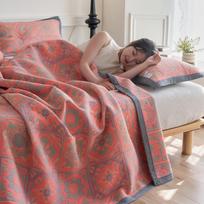 Visos medvilnės verpalais dažytas žakardinis marlės pledas - Minkštas, odai draugiškas keturių sezonų lovatiesė 50*80cm 2 Pillowcases