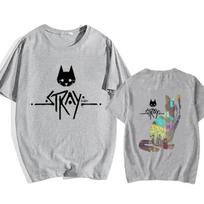 New Stray Game Cat Harajuku Casual T-shirt Men's and Women's Casual Loose Cute Cat Round Neck Cotton Short-sleeved T-shirt S