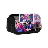 Huntrix Kpop studentų rašto dvisluoksnis penalas Kpop raganų medžioklės merginų grupė vaikų laikymo raštinės reikmenų dėžutė penalas Double pencil case
