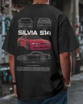 Silvia S14 Gerbėjų meno marškinėliai JDM Drift automobilio grafika Retro Unisex marškinėliai 2XL