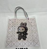 Labubu geometric diamond grid shoulder bag, hand-held tote women's bag CLE 34*34
