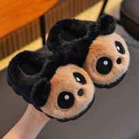 Vaikiškos žieminės pliušinės pandos šlepetės - Šilti medvilniniai batai be kulno berniukams ir mergaitėms 26/27 (16CM inside, fits 15CM foot)