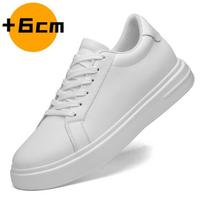 Madingi vyriški nematomi aukštį didinantys kvėpuojantys batai vaikščiojimui, pakylantys batai, lifto batai madingiems vyrams, universalūs laisvalaikio sportbačiai 6 CM 37 balta