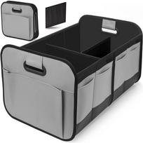 Sulankstomas Oksfordo audinio automobilio bagažinės organizatorius su didelės talpos 60x35x30 cm pilka spalva