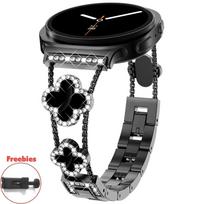 Deimantinis dirželis, skirtas „Samsung Galaxy Watch8“ 44 mm 40 mm, keturių lapų dobilų dizaino, prabangi moteriška itin 47 mm apyrankė, skirta „Samsung Galaxy 8 Classic“ 46 mm Correa Galaxy Watch 8 40mm juoda