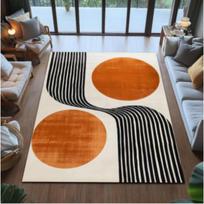 Retro minimalistinis oranžinis apskritimo linijų kilimas Geometrinis akcentinis kilimas - Svetainės kilimėlis Virtuvės ir miegamojo Retro namų dekoracija 50X80CM