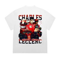 Naujiena Charles Leclerc medvilniniai marškinėliai su spauda F1 Motorsport Treniruotės trumpomis rankovėmis Vasariniai vyriški ir moteriški marškinėliai S
