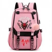 Stranger Things Studentų USB įkrovimo kuprinė pink