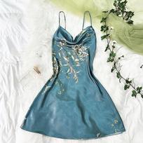 Spausdinti Gėlėtas ilgas kimono chalatas pavasario vasara moteriškas miegui naktinis ir chalato rinkinys Seksualūs kelnaitės naktiniai satininiai namų drabužiai M