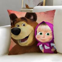 classic cartoon Masha and the Bear Cushion Cover Soft & Easy-Wash Pillow Case – Versatile for Couch, Bed, Travel and Office 30cmx30cm