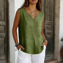Women's Boho Top Sleeveless V Neck Tank Top Comfortable Blouse XL