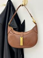 Niche Design Genuine Leather Crystal Croissant Dumpling Bag: High-End, Large Capacity Women's Shoulder Tote 23L x 4W x 16H CM vyno raudonos spalvos