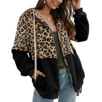 „Leopard Print Block Lady Patchwork“ spalvos striukė su užtrauktuku L juoda