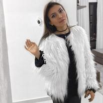 Pūkuoti dirbtiniai kailiniai moteriški paltai žiemai šilti elegantiški laisvi vakariniai naktinis klubas Velvet Parka paltas S balta