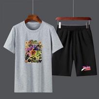 Anime Jojo Bizarre Adventure vyriškų marškinėlių komplektas berniukams Vyriškas laisvalaikis trumpomis rankovėmis viršutinės kelnės, kostiumai gatvės aprangos viršutiniai marškinėliai L