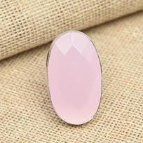 Fasetuotas rožinis chalcedonas 925 prabos sidabro rankų darbo žiedas moterims, dovana, visų dydžių 4 rožinė