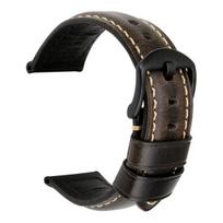 20/22/24 mm vintažinis reguliuojamas natūralios odos laikrodžio apyrankės riešo keitimas 24mm Black Buckle juoda