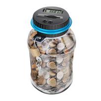 Pinigų dėžutė su užraktu LCD skaitmeniniu skaitikliu 2,5 l talpos skaidraus plastiko seifas monetų taupymo indas D