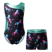 Vaikų Mergaičių Gimnastikos Triko Atletinis Berankovis Šokių Biketardas Vienetas Kūno Kostiumas Fitneso Apranga 7-8 Years juoda/žalia
