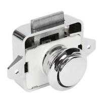 Mygtukinis užraktas, chromuotas spintelės durelių užraktas kemperiui, nameliui ant ratų – 26 mm išpjova 1pcs šviesiai sidabrinės spalvos