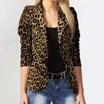 Pavasario rudens striukė ilgomis rankovėmis viena krūtinė Madinga leopardo chalato temperamento apykaklė, kostiumas su apykakle 29444 S oriono spalva