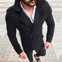 Vyriški madingi Slim Fit kostiumai ilgomis rankovėmis Viršutinės striukės Vyriški paltai rudens žiema L juoda