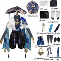 Genshin Impact Scaramouche Wanderer Cosplay kostiumas Helovinas Balladeer Kunikuzushi Bucket Hat Kostiumų kelnės Cos Sumeru Anemo Suit xxxl