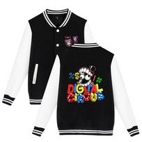 Mada Nuostabi Skaitmeninio cirko beisbolo striukė Vyrų Moterų Hip Hop Harajuku Striukės Gatvės Apranga Vaikams Berniukams Merginoms Laisvi koledžo paltai XS juoda