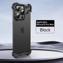 Prabangus metalo titano lydinio netaisyklingas telefono dėklas, skirtas iPhone 16 15 14 Plus 13 12 Pro Max Alien aliuminio objektyvo žiedo apsauginis dangtelis For iPhone 15 Pro Max juoda