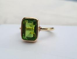 Peridoto akmens rankų darbo žiedas, Vestuvinė dovana, Pareiškiantis žiedas, Dovana jai, Unisex dovana, 925 svarų sterlingų sidabras 5