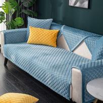 Modernus dygsniuotas aksominis sofos užvalkalas, 3 sėdimų vietų sofos užvalkalas pliušinis, tvirtas minkštas L formos fotelis sofos rankšluostis žalios spalvos Cushion cover45x45cm mėlyna